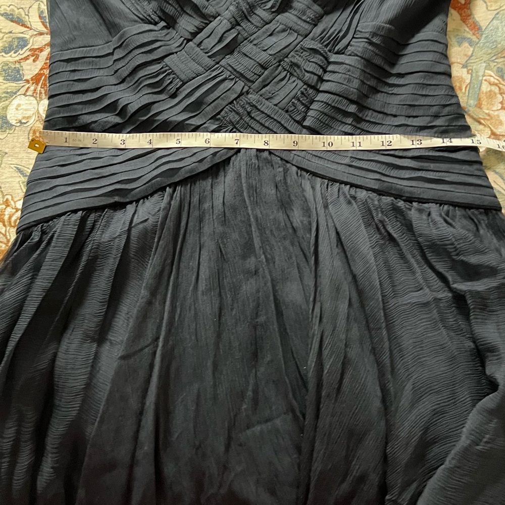 Tadashi Shoji Midnight Navy Pleated Chiffon Cocktail Dress Elegant Glam Size 8 - Picture 12 of 14